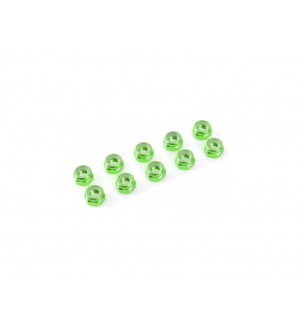 G-FORCE écrou aluminium nylstop M4 vert (10 pièces) GF-0400-041