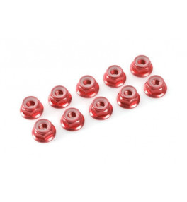 G-FORCE écrou aluminium nylstop M4 rouge (10 pièces) GF-0400-045