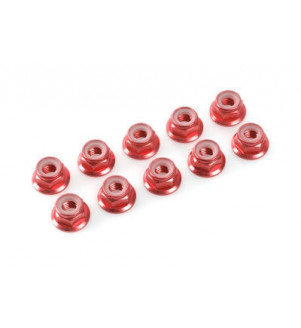 G-FORCE écrou aluminium nylstop M4 rouge (10 pièces) GF-0400-045