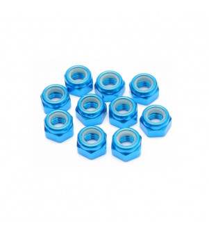 G-FORCE écrou aluminium nylstop M4 bleu (10 pièces) GF-0400-044