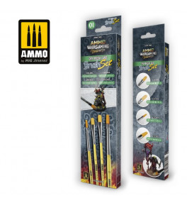 MIG LOT DE 4 PINCEAU BRUSH SET WARGAMING AMIG7620