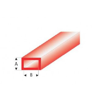 MAQUETT - Tube rectangulaire styrène rouge 3.00x6.00mmx33cm 442-55/3
