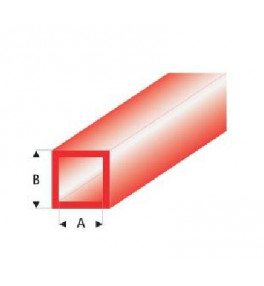 MAQUETT - Tube carré styrène rouge 4.00x5.00mmx33cm 434-57/3