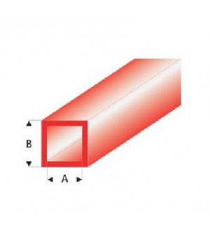 MAQUETT - Tube carré styrène rouge 4.00x5.00mmx33cm 434-57/3