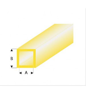 MAQUETT - Tube carré styrène jaune 5.00x6.00mmx33cm 432-59/3