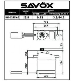 Servo Savox micro digital 3.9kg - 0.13s pignons métal