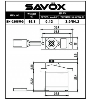 Servo Savox micro digital 3.9kg - 0.13s pignons métal