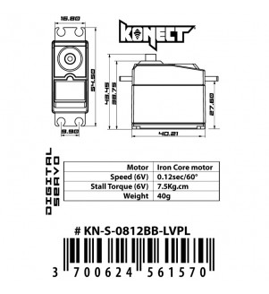 KONECT SERVO 6V-15KG-012SEC KN-S-1512BB-LVMG