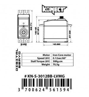 KONECT SERVO 6V-30KG-012S KN-S-3012BB-LVMG