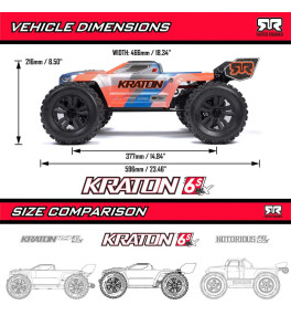 ARRMA KRATON 6S 4X4 RTR BRUSHLESS BLEU/ROUGE ARA8608V6T4