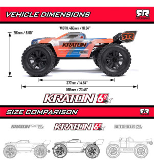 ARRMA KRATON 6S 4X4 RTR BRUSHLESS BLEU/ROUGE ARA8608V6T4