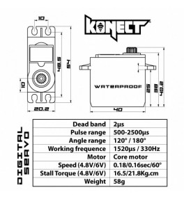 KONECT Servo 21kg 0.13s Digital KN-2113LVWP