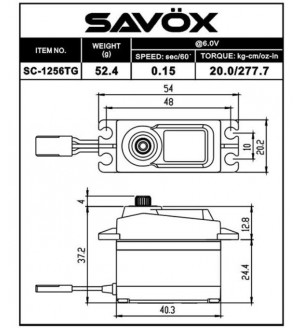 SAVOX Servo (6v-20kg-0.15s) SC-1256TG