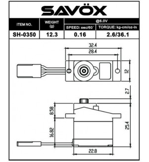 SAVOX Servo (6v-2.6kg-0.16s) SH-0350