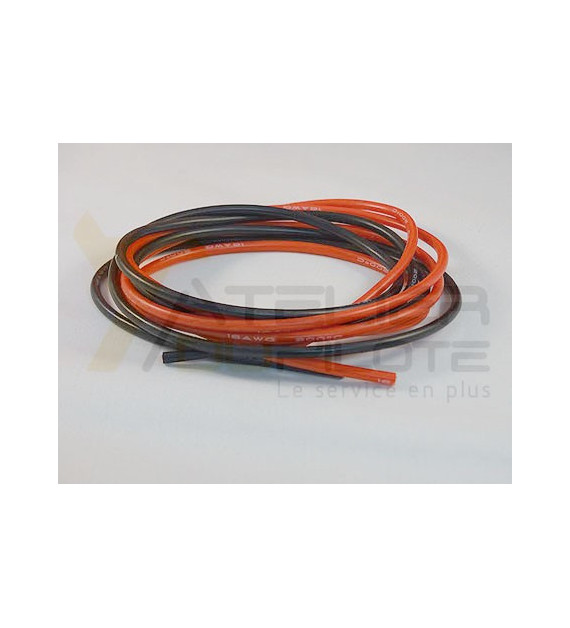 Cable silicone 16AWG 490 brins 1m R + 1m N