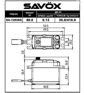 Servo Savox 6V 30kg 0.13s